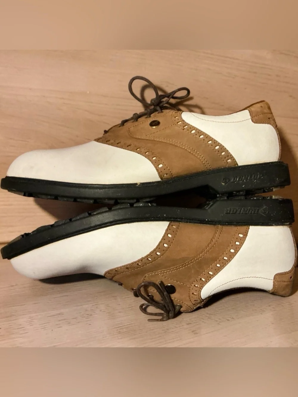 Dunlop Vintage White & Brown Saddle Golf Shoes